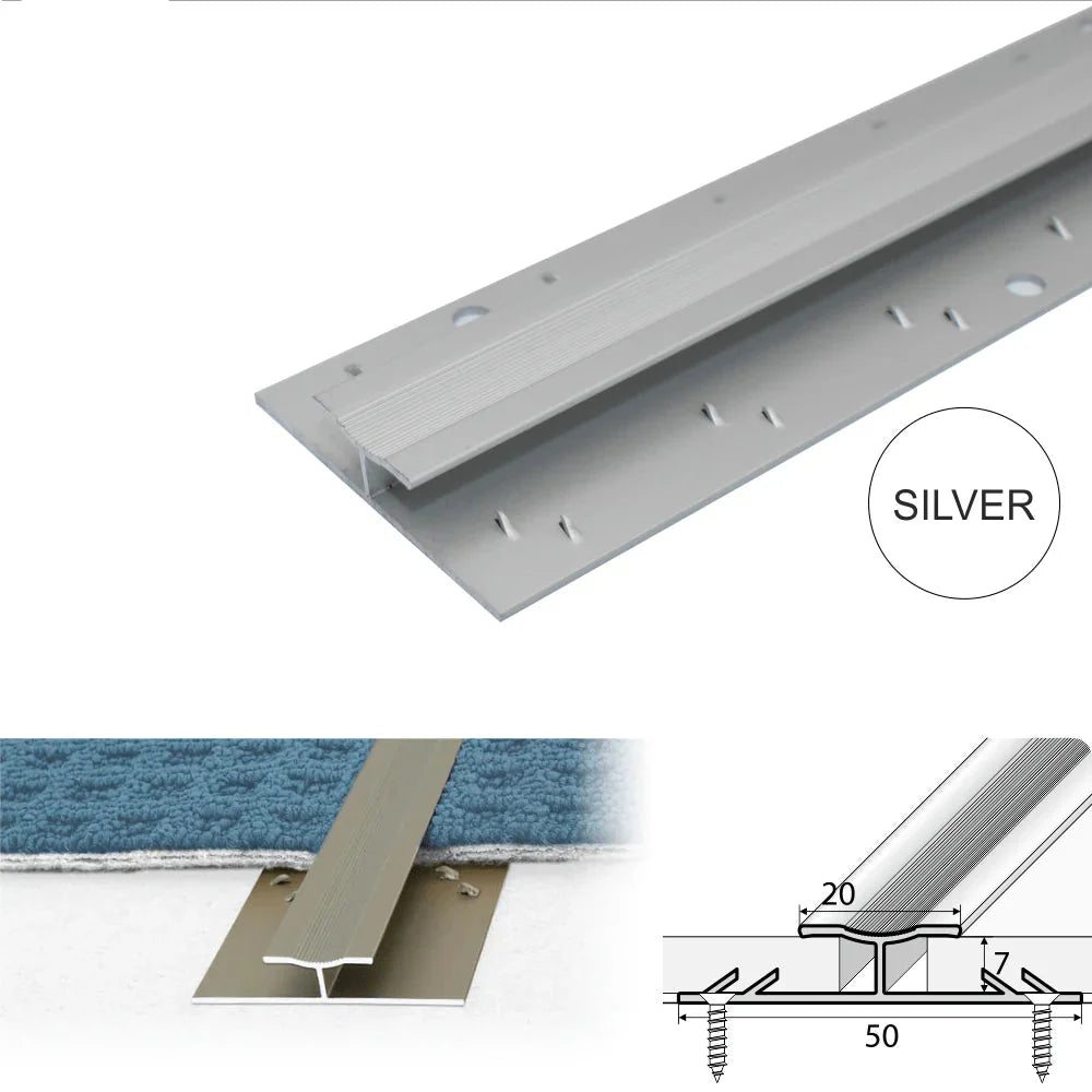 20mm Aluminium Twin Grip Carpet Joiner Strip for Carpet to Carpet Floors