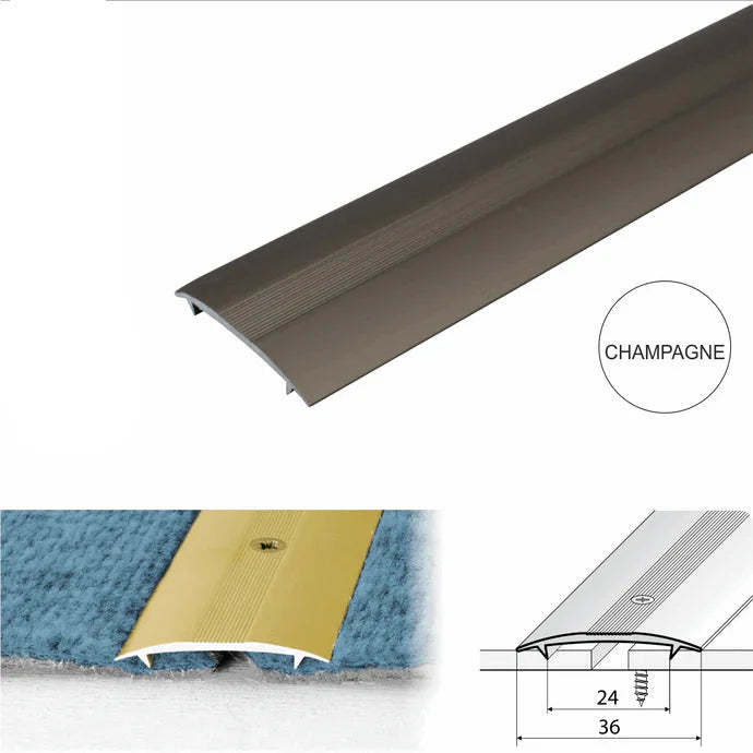 36mm Aluminium Twin Grip Carpet Cover Strip for Seamless Floor Transitions