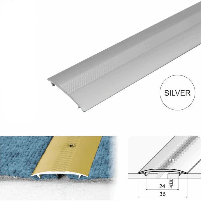 36mm Aluminium Twin Grip Carpet Cover Strip for Seamless Floor Transitions