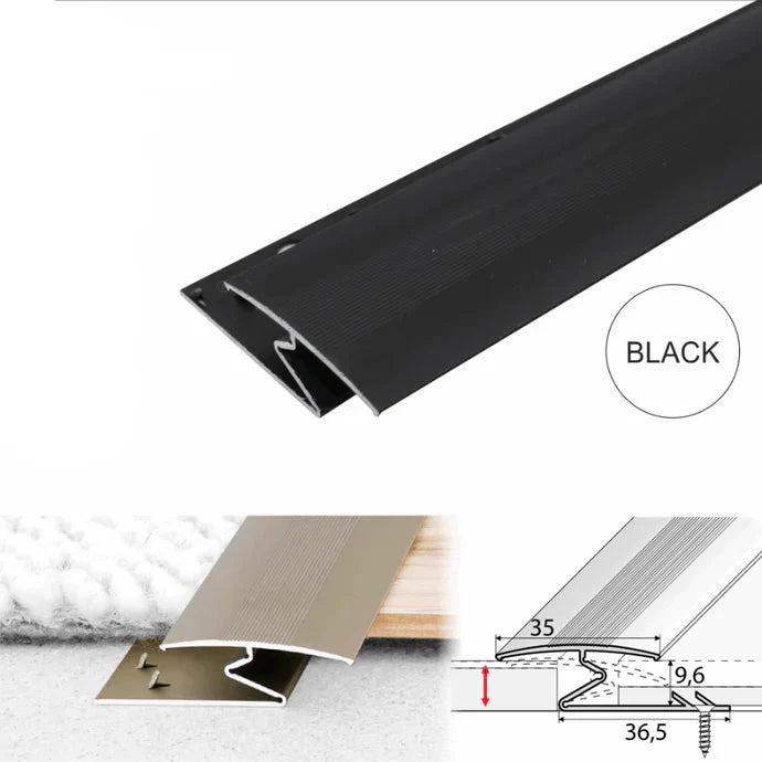 Z-Bar Style 35mm Aluminium Carpet Threshold for Neat Floor Joins