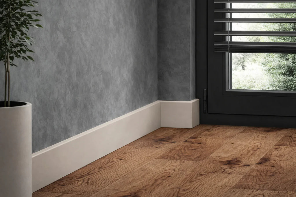 Modern Wall to Floor PVC Skirting Trim 80mm Height – 2.2m Length in Neutral Colours