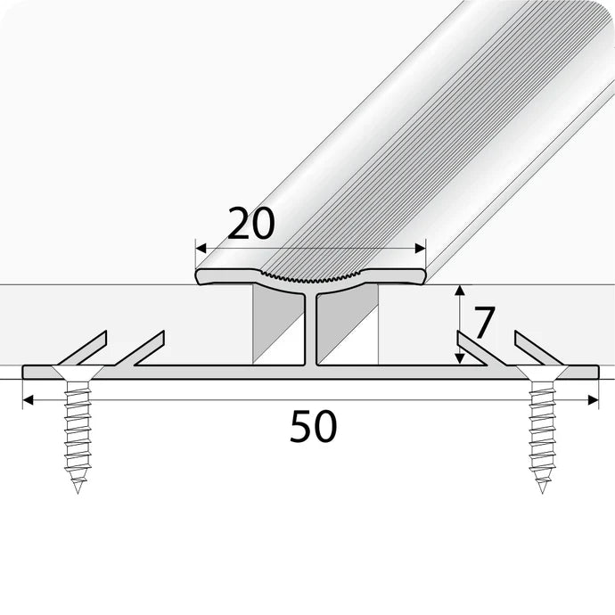 20mm Aluminium Twin Grip Carpet Joiner Strip for Carpet to Carpet Floors