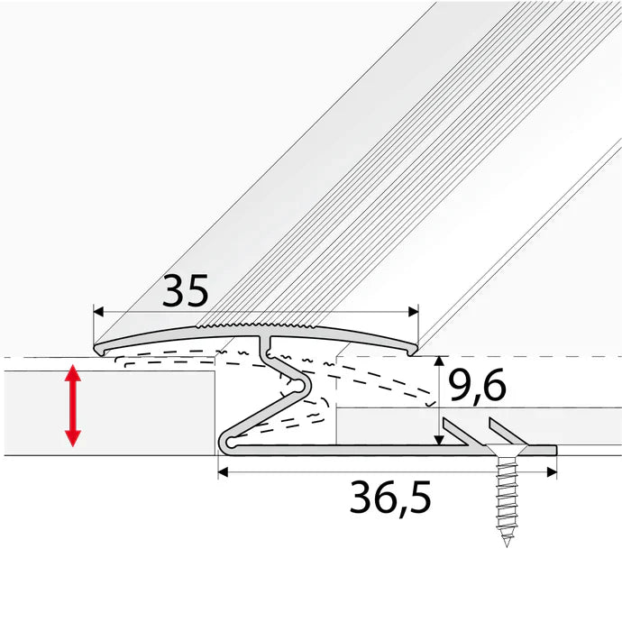 Z-Bar Style 35mm Aluminium Carpet Threshold for Neat Floor Joins
