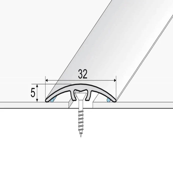 Wood Effect Aluminium Floor Joiner 32mm – Concealed Fix Door Threshold Strip
