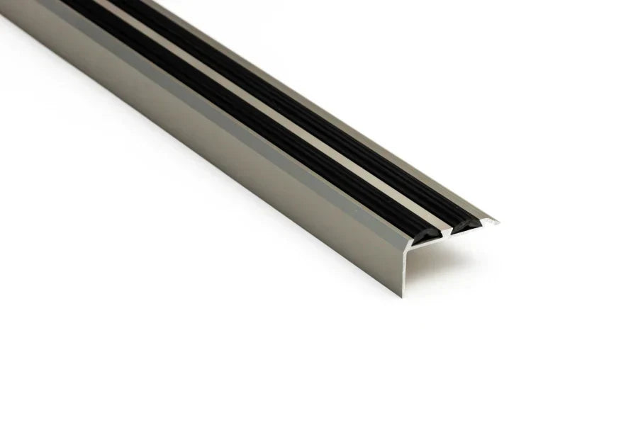 Anodised Aluminium Stair Nosing with Anti-Slip Rubber Insert – 35mm x 19mm