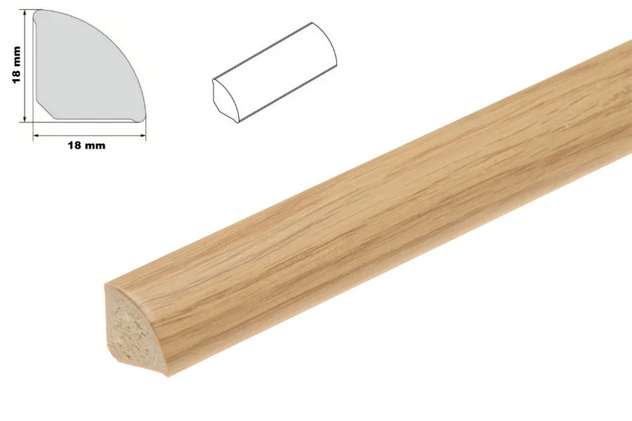 18mm UPVC Scotia Quadrant Beading, 1m or 2.5m Length Skirting Edge Trim in Multiple Colours