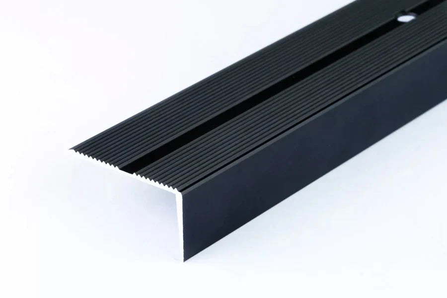40mm x 20mm Anodised Aluminium Stair Nosing with Grooved Anti-Slip – 1m & 2m Lengths