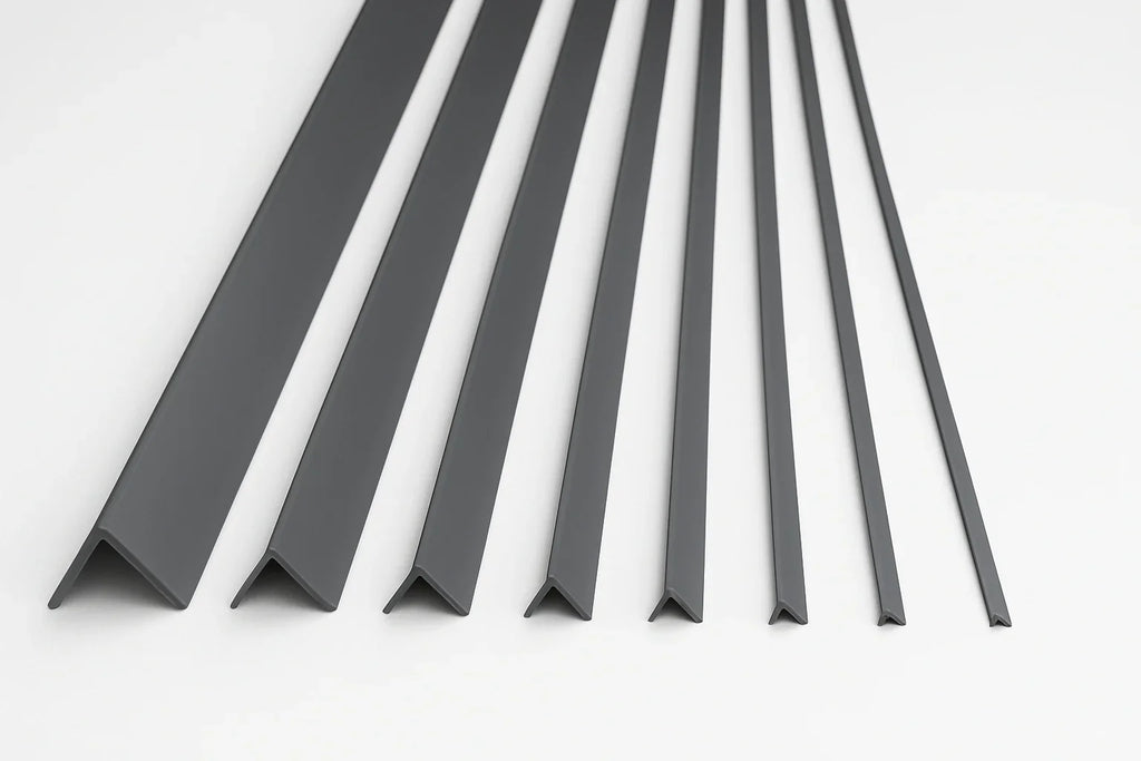 Dark Grey PVC Corner Trim – 90° Edge Protector, 1m & 2.48m Lengths