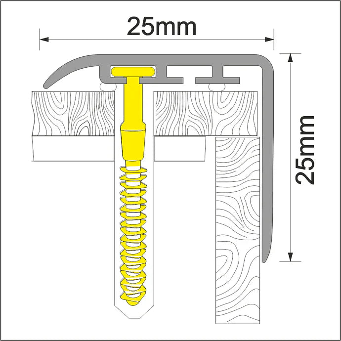 PVC Wood Effect Stair Edge Trim 25x25mm – Push-In Nosing for Laminate, Wood & Parquet