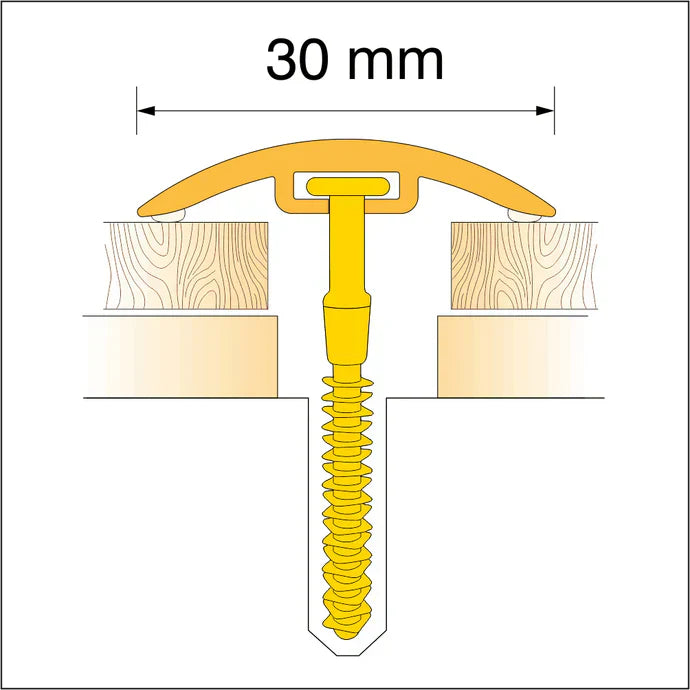 30mm PVC Wood Effect Door Threshold – Concealed Fix Floor Transition Strip