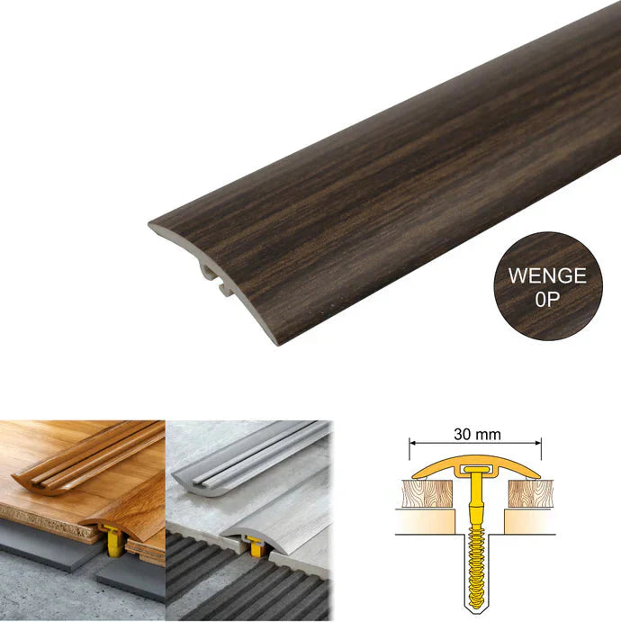 30mm PVC Wood Effect Door Threshold – Concealed Fix Floor Transition Strip