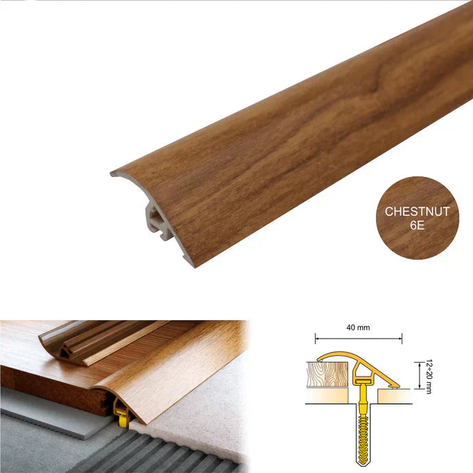 40mm PVC Wood Effect Floor Ramp Threshold for Uneven Surfaces