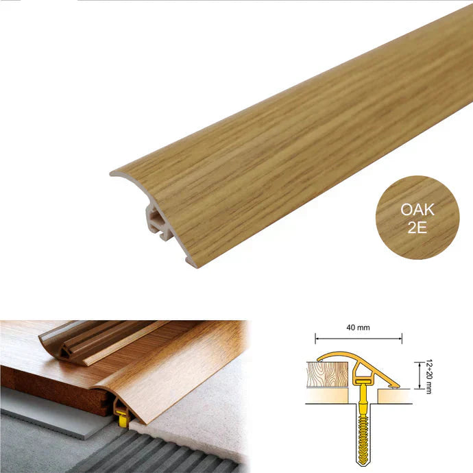 40mm PVC Wood Effect Floor Ramp Threshold for Uneven Surfaces