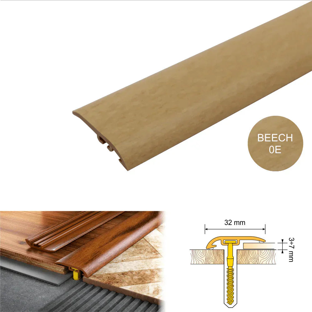 32mm PVC Wood Effect Ramp Door Threshold for Uneven Flooring