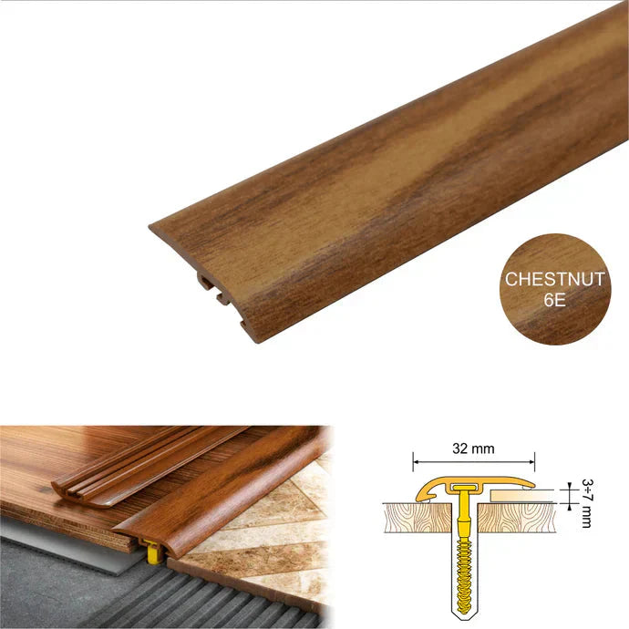 32mm PVC Wood Effect Ramp Door Threshold for Uneven Flooring
