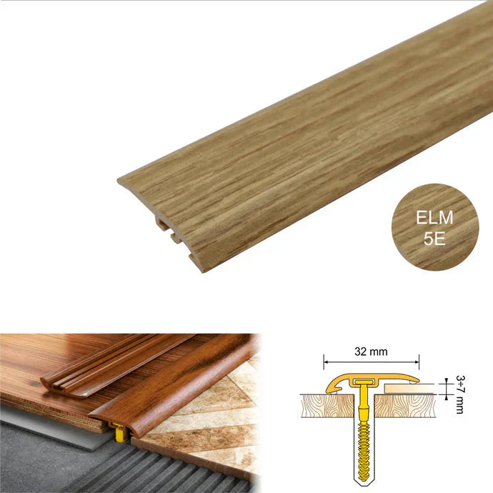 32mm PVC Wood Effect Ramp Door Threshold for Uneven Flooring