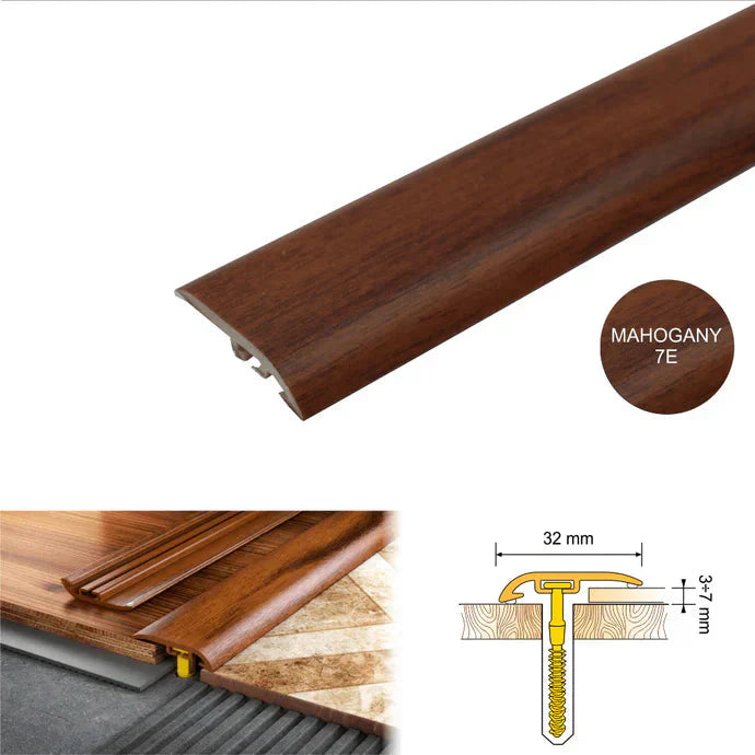 32mm PVC Wood Effect Ramp Door Threshold for Uneven Flooring