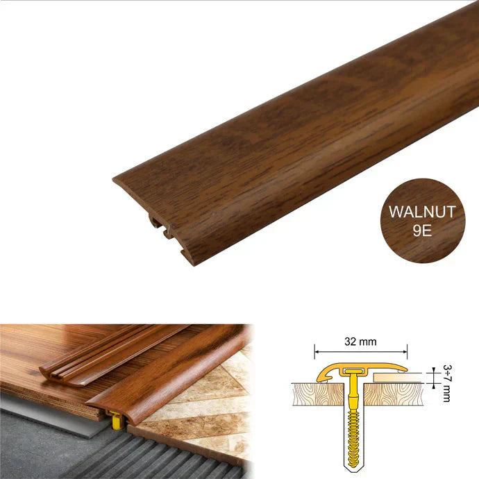 32mm PVC Wood Effect Ramp Door Threshold for Uneven Flooring