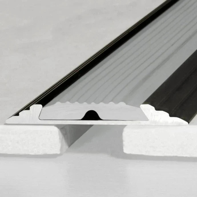 50mm Flat Aluminium Threshold Strip with Anti-Slip Rubber Insert for Floors and Stairs
