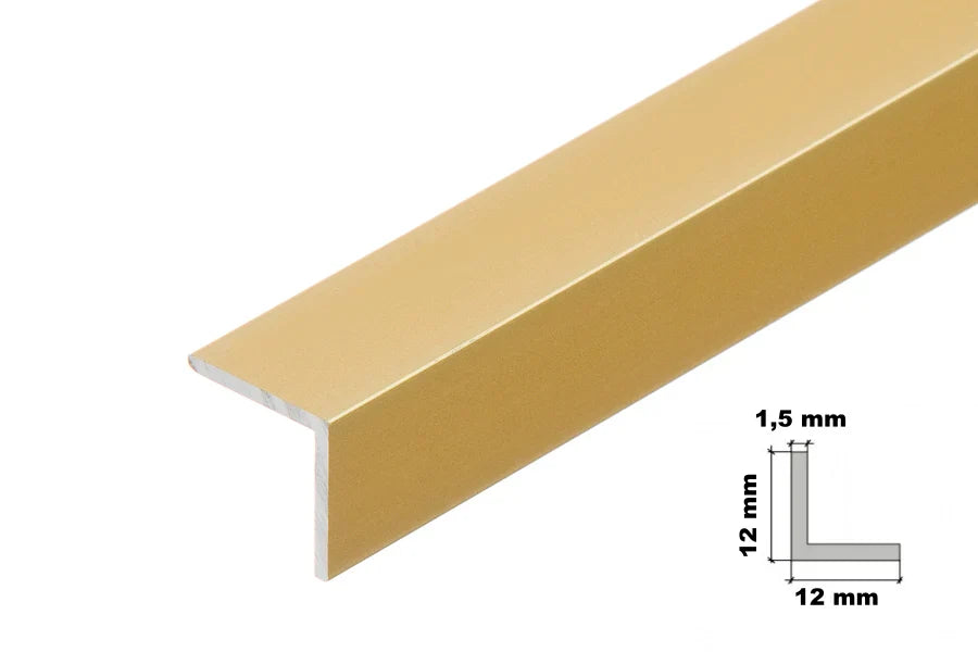 1m Anodised Aluminium Angle Corner in Silver or Gold – Equal-Angle Edge Trim