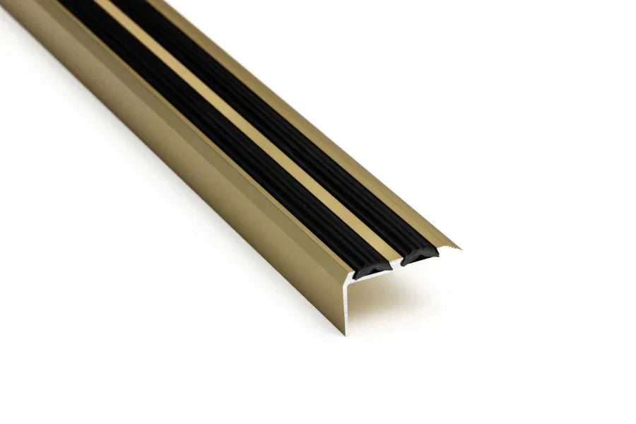 Anodised Aluminium Stair Nosing with Anti-Slip Rubber Insert – 35mm x 19mm