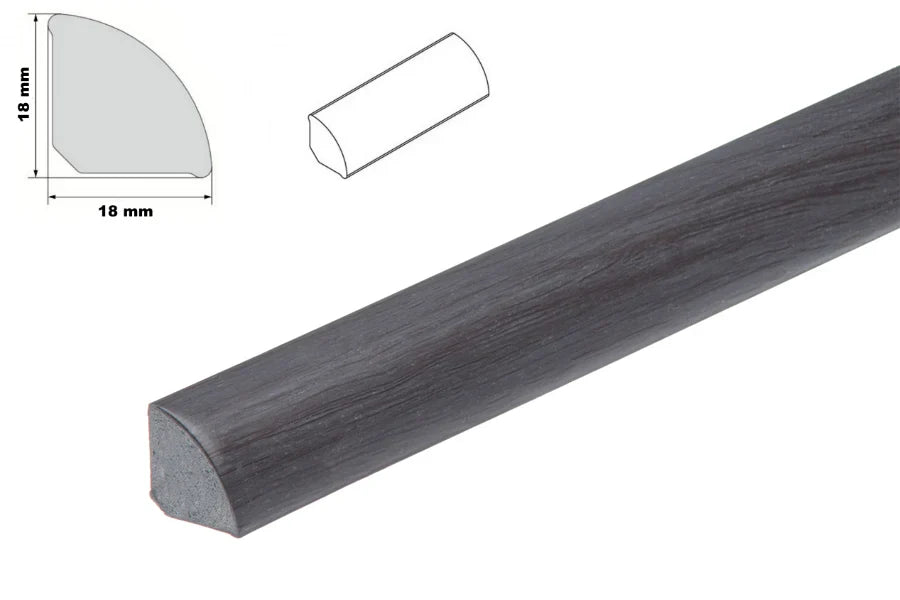 18mm UPVC Scotia Quadrant Beading, 1m or 2.5m Length Skirting Edge Trim in Multiple Colours