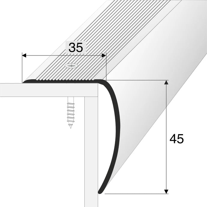 Bullnose Aluminium Stair Nosing 35 × 45mm Anti-Slip Step Edge Protector