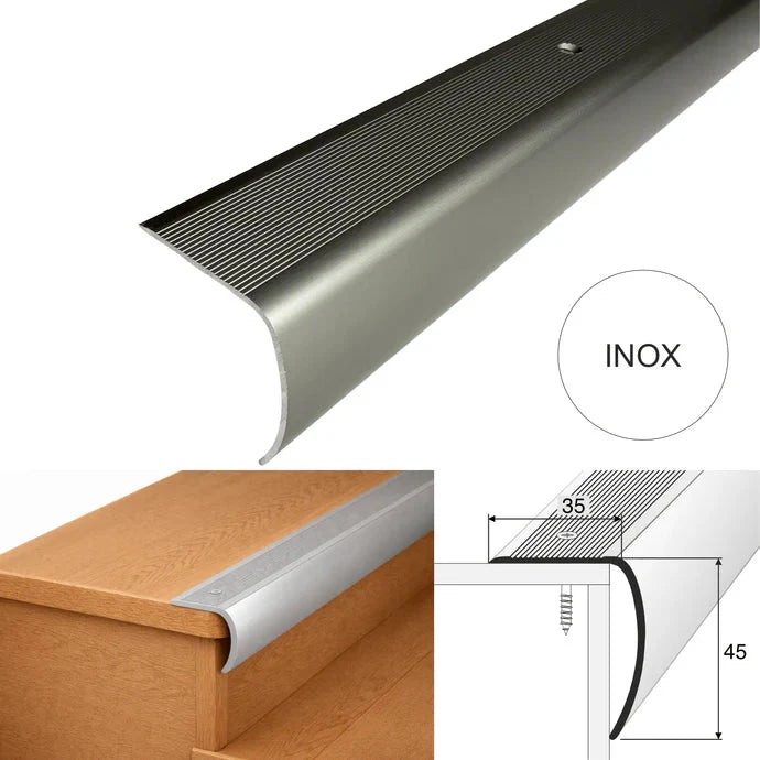 Bullnose Aluminium Stair Nosing 35 × 45mm Anti-Slip Step Edge Protector