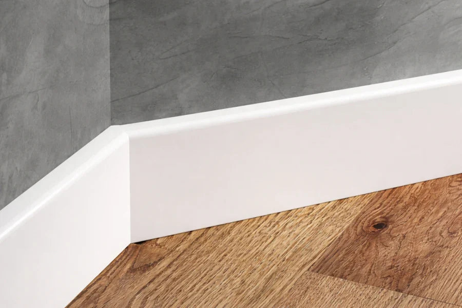 Modern Wall to Floor PVC Skirting Trim 80mm Height – 2.2m Length in Neutral Colours