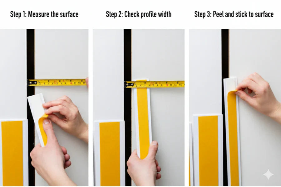 Self Adhesive PVC Flat Bar Cover Strip (1m) – Peel & Stick Trim in Black or White