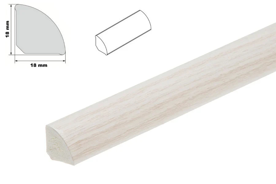 18mm UPVC Quadrant Corner Trim – 1m or 2.5m Length for Skirting, Windows & Worktop Edges
