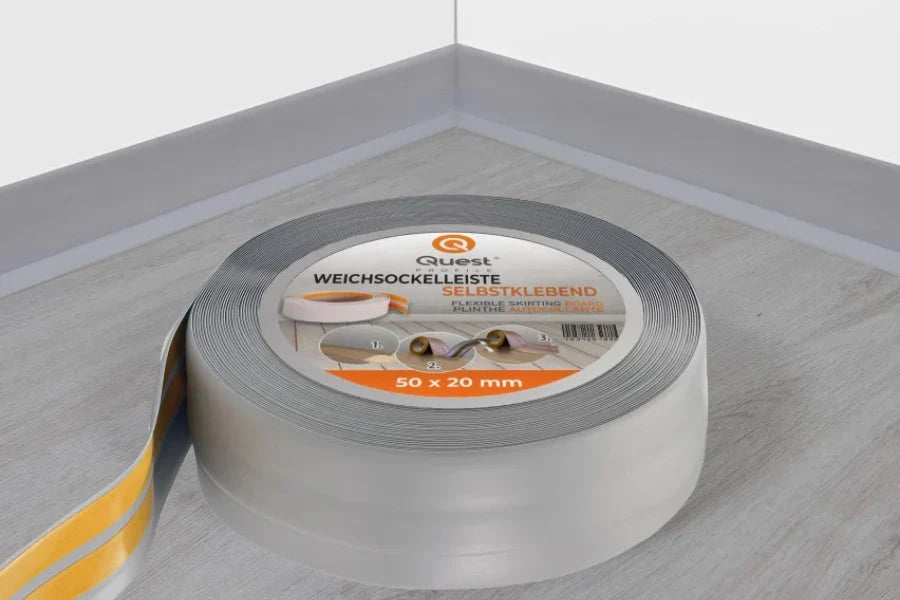 Self-Adhesive Skirting Trim Strip (50mm x 20mm) — 5m or 10m Flexible PVC Soft Trim Strip