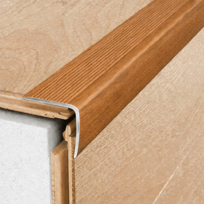 Wood Effect Aluminium Stair Nosing 35 × 35mm Step Edge Trim
