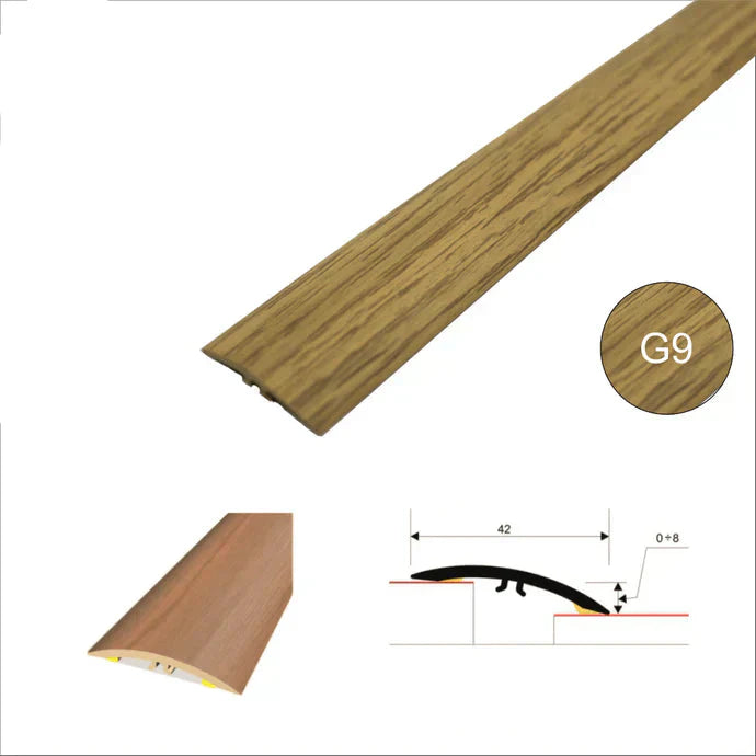 Wood Finish Flat Floor Transition Strip – 42mm Self Adhesive PVC Threshold