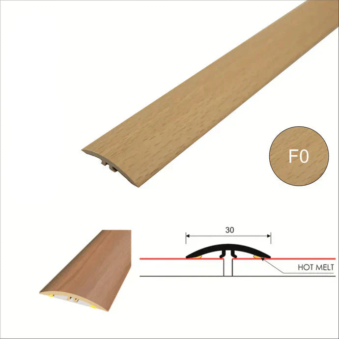 30mm PVC Wood Effect Flat Door Threshold – Self Adhesive Floor Transition Strip