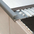 Bullnose Aluminium Stair Nosing Trim for 10mm–12mm Tiles with Tile-In Edge Support and Anti-Slip Grip