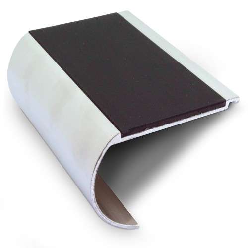 71 x 55mm Wide Bullnose Aluminium Stair Nosing with Anti-Slip PVC Insert