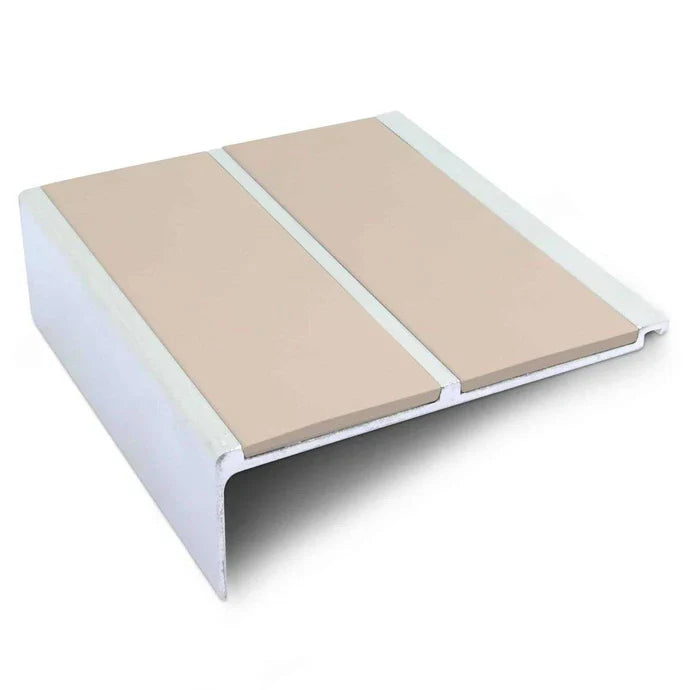 Aluminium Non Slip Stair Nosing 91 × 32mm with Dual PVC Grip Inserts