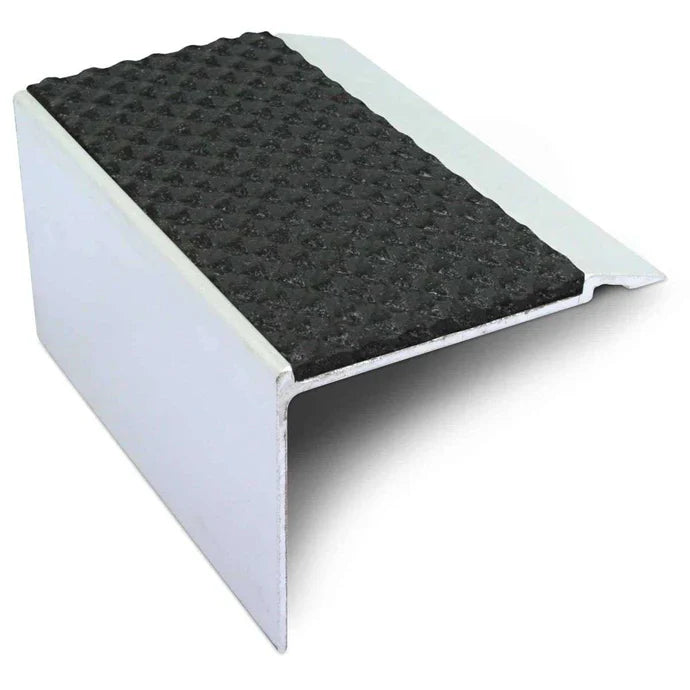 72 x 55mm Aluminium Non Slip Stair Edge Profile with Tredsafe Non-Slip Insert