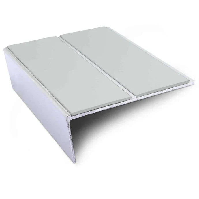 Rakeback Stair Nosing 85 x 32mm in Anodised Aluminium with Two Non Slip PVC Insert Strips