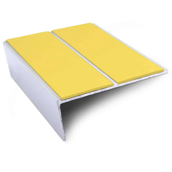 Rakeback Stair Nosing 85 x 32mm in Anodised Aluminium with Two Non Slip PVC Insert Strips