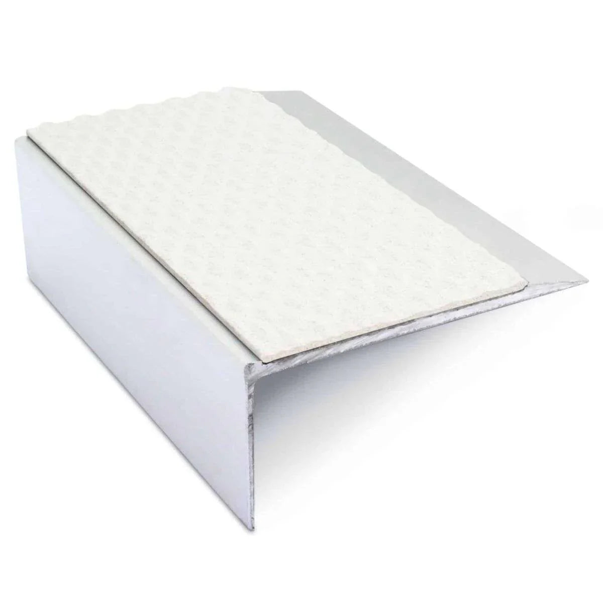 66 x 32mm Straight Edge Aluminium Stair Nosing with Ramped Tread and Tredsafe PVC Grip Insert