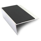 66 x 32mm Slim Rakeback Aluminium Stair Nosing with Ramped Tread and Non Slip PVC Insert