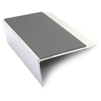 66 x 32mm Slim Rakeback Aluminium Stair Nosing with Ramped Tread and Non Slip PVC Insert