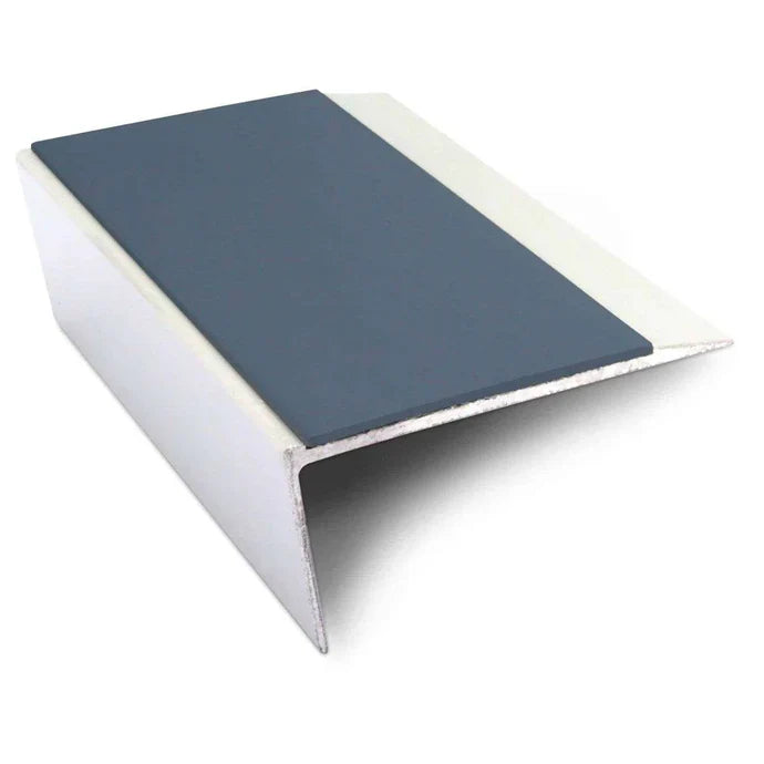 66 x 32mm Slim Rakeback Aluminium Stair Nosing with Ramped Tread and Non Slip PVC Insert