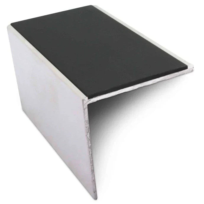 56 x 55mm Straight Edge Aluminium Stair Nosing with PVC Non Slip Insert for Vinyl, LVT & Carpet