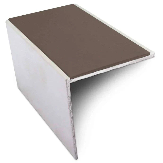 56 x 55mm Straight Edge Aluminium Stair Nosing with PVC Non Slip Insert for Vinyl, LVT & Carpet