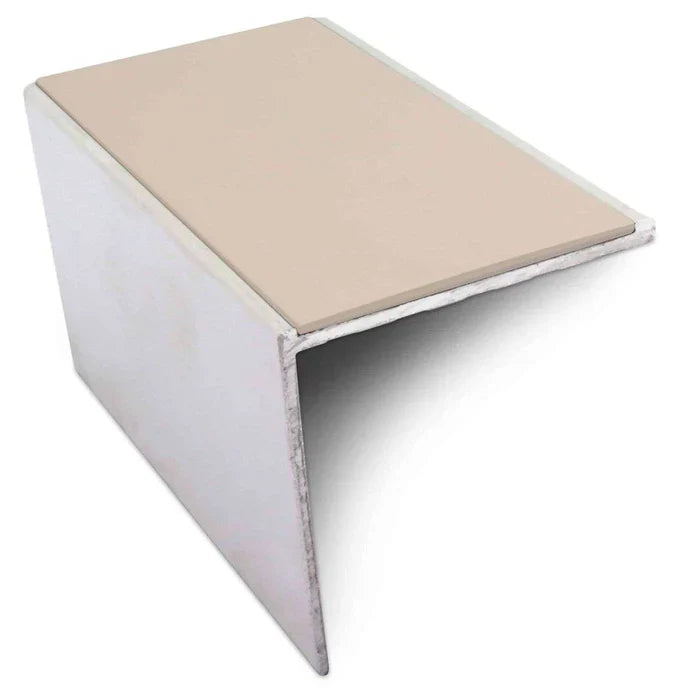 56 x 55mm Straight Edge Aluminium Stair Nosing with PVC Non Slip Insert for Vinyl, LVT & Carpet