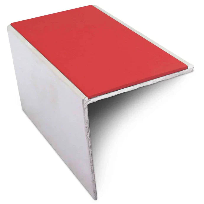 56 x 55mm Straight Edge Aluminium Stair Nosing with PVC Non Slip Insert for Vinyl, LVT & Carpet