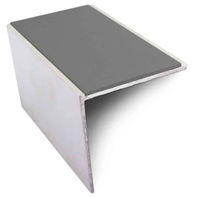 56 x 55mm Straight Edge Aluminium Stair Nosing with PVC Non Slip Insert for Vinyl, LVT & Carpet
